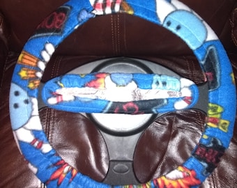 Bowlinggames set fleece stuurwiel en achteruitkijkspiegel.