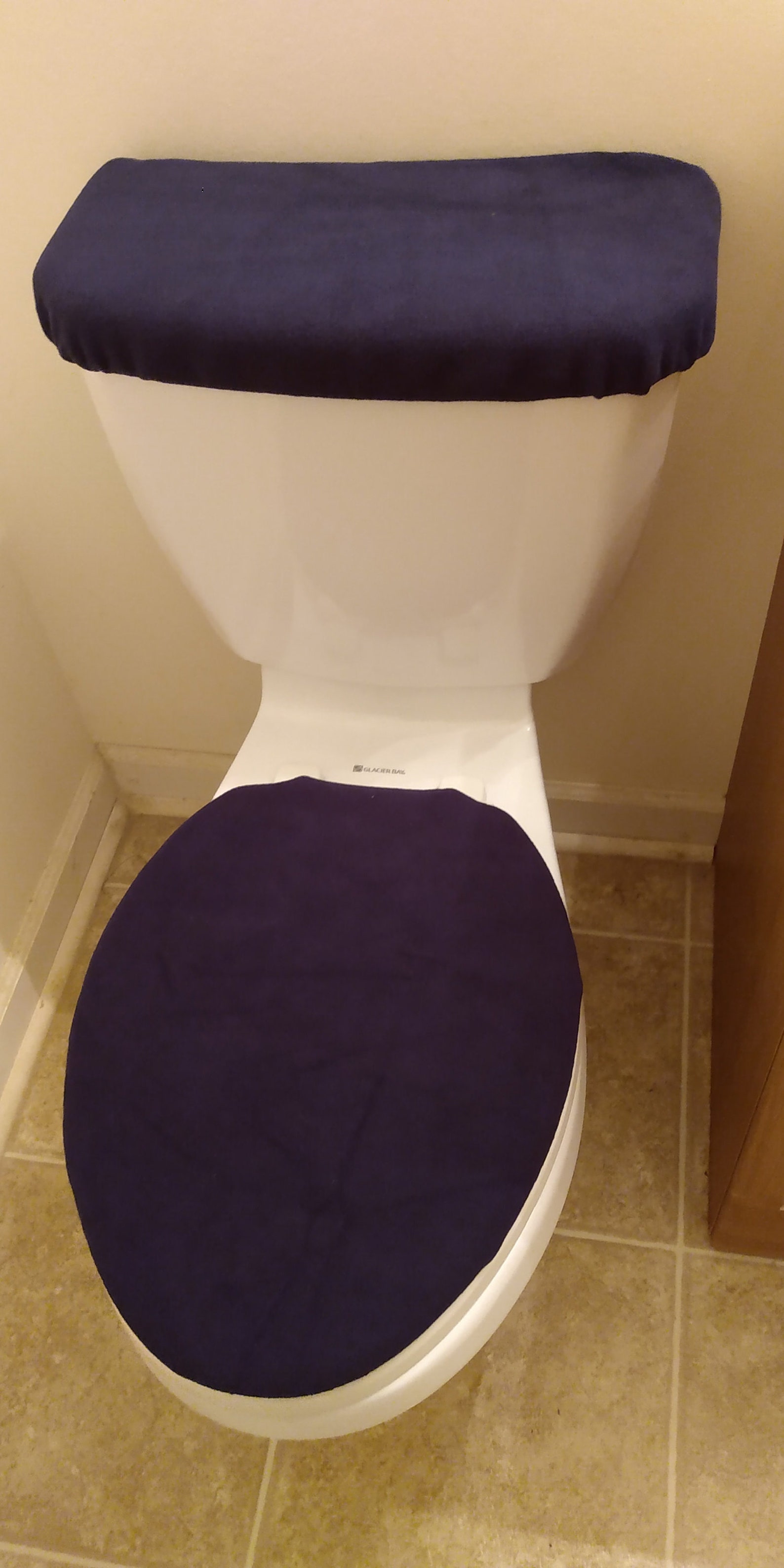 Navy Blue Solid Fleece Toilet Lid and Tank Cover Set Etsy