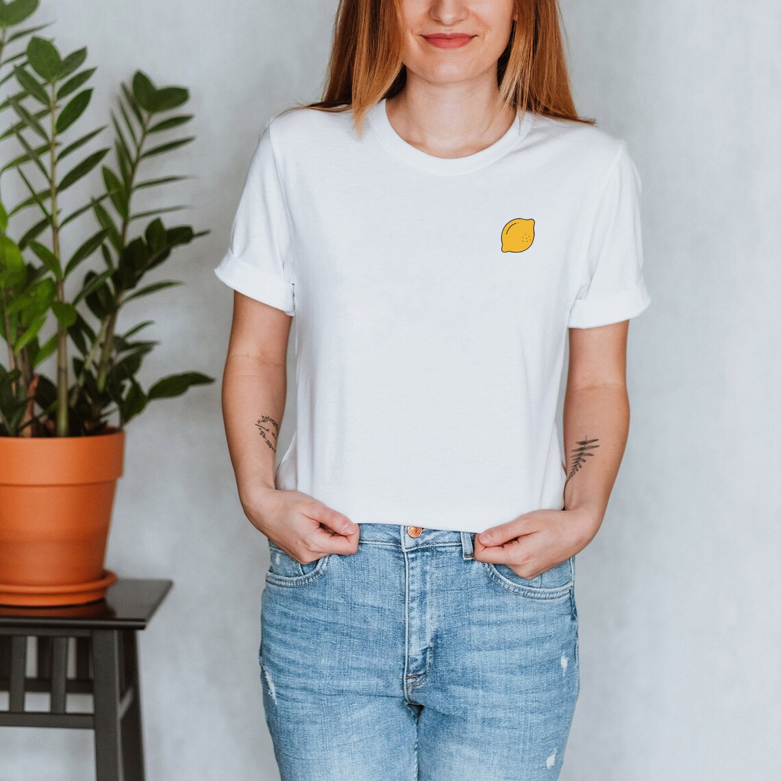 Cute Lemon T Shirt // Minimalist Botanical Fruit Shirt // | Etsy