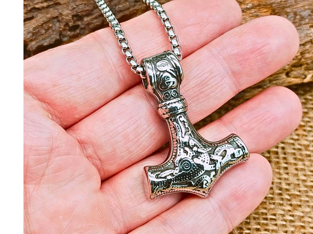 Viking Mjolnir Pendant, Norse Necklace, Norse Amulet Necklace, Viking