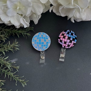 Retro Disco Ball Badge Reel | Holographic ID Holder | Groovy Badge Reel