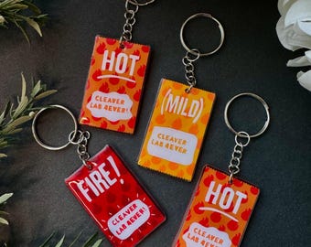 Custom Sauce Packet Keychain | Taco Sauce | Hot Sauce | Mild Sauce | Fire Sauce | Diablo Sauce | Foodie Keychain