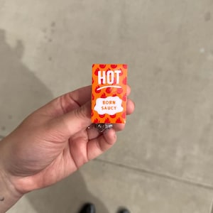 Custom Sauce Packet Badge Reel | Taco Sauce | Hot Sauce | Mild Sauce | Fire Sauce | Diablo Sauce | Foodie Badge Reel