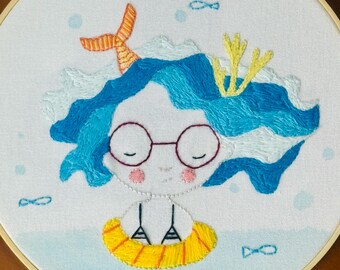 Handmade Embroidery Hoop Art: Dreamy Girl Wall Decor Gift