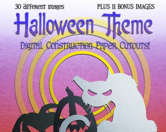 Imágenes 3D de corte de papel digital 3D de Halloween - JPEG - Archivos PNG - ¡30 BLANCOS más 11 imágenes de bonificación! ¡41 imágenes en total! Arte temático de Halloween