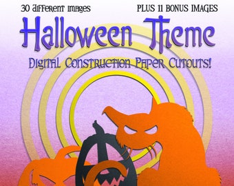 Imágenes 3D de corte de papel digital 3D de Halloween - JPEG - Archivos PNG - ¡30 NARANJAS más 11 imágenes de bonificación! ¡41 imágenes en total! Arte temático de Halloween