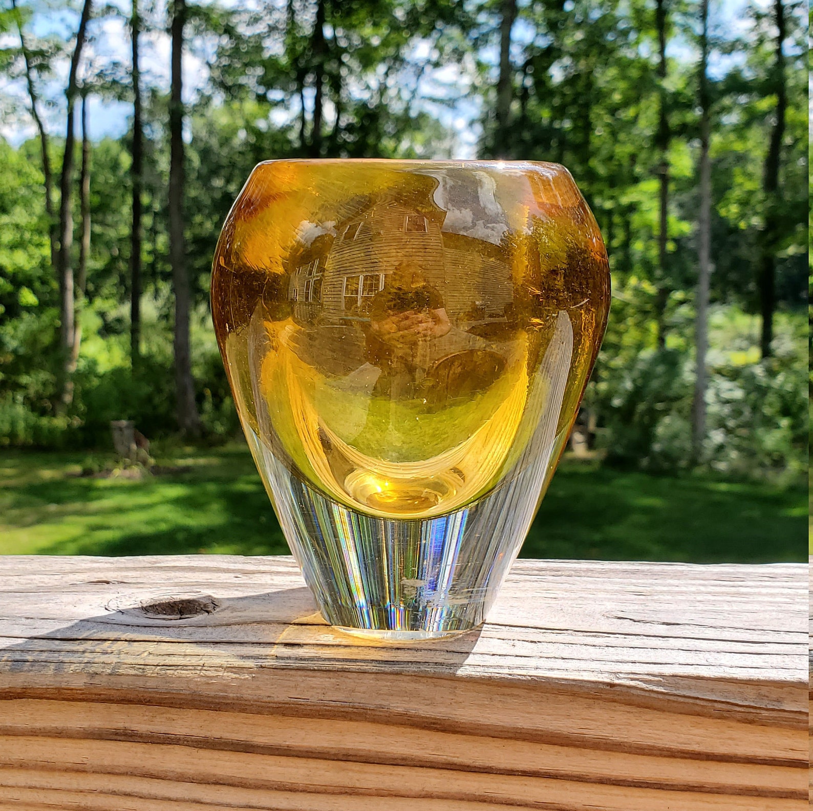Golden Amber Vase Etsy