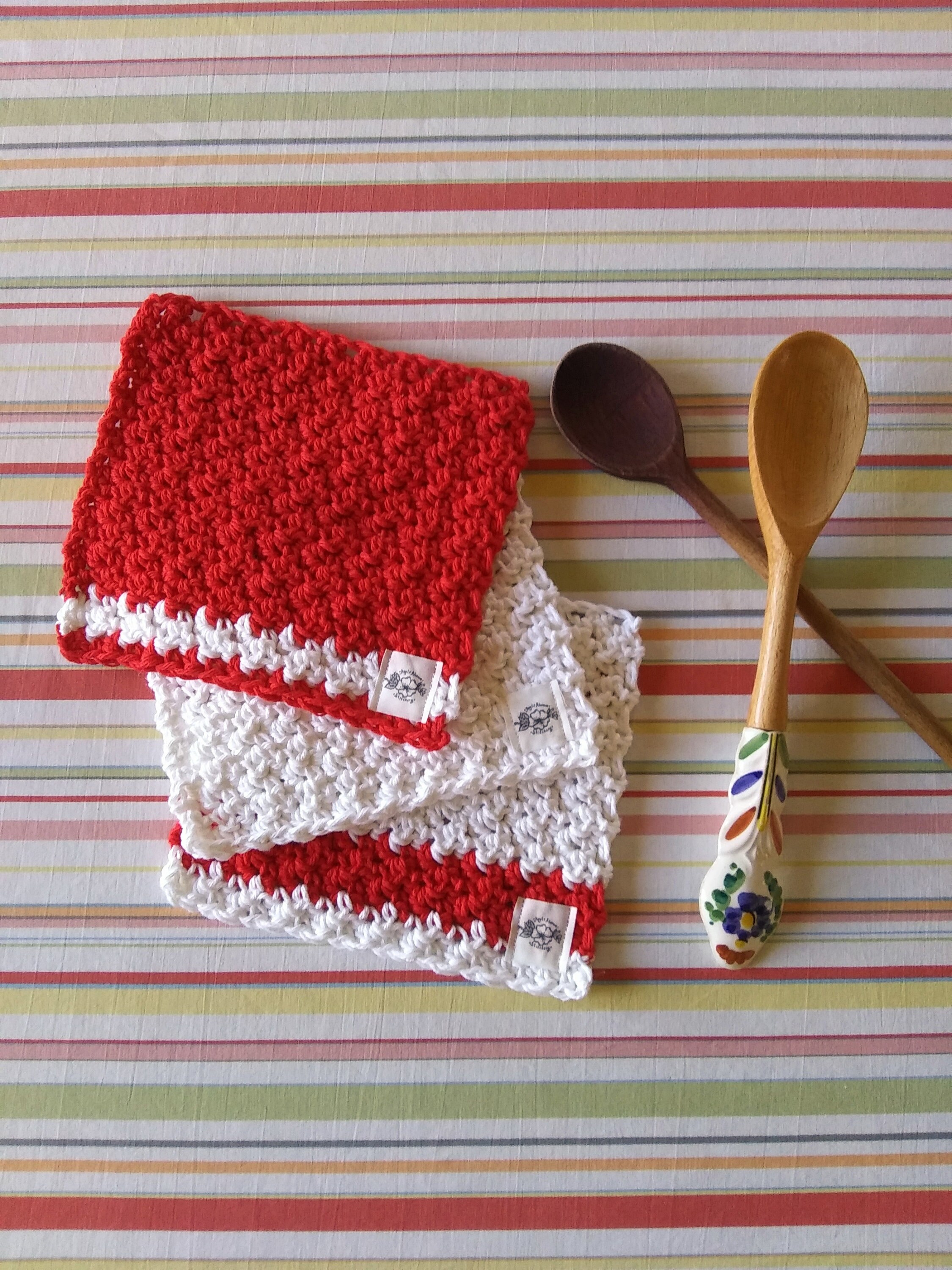 Set of Handmade Cotton Dishcloths Set of 3 Retro Style Etsy