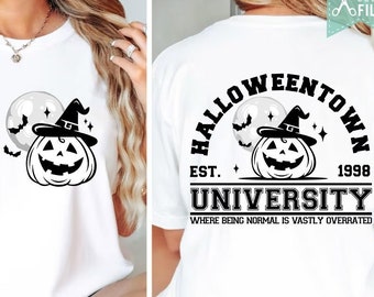 Halloweentown University T-Shirt For Women - Funny Fall Pumpkin Graphic Tee, Casual Short Sleeve Shirt (Sand, X-Large)