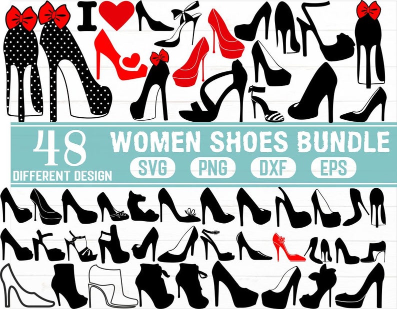 High Heels Bundle SVG / Woman Shoes Svg / Stiletto heels SVG / Svg files for Cricut Silhouette / svg dxf eps png / Cricut cut file image 1