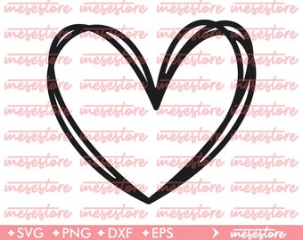 Doodle Heart SVG, Heart Svg, Svg Dxf Eps Png Files for Cutting Machines Cameo Cricut, Hand Drawn Heart svg, Open Heart Svg, Heart Svg