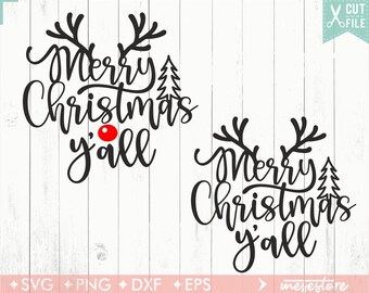 Merry Christmas SVG File, svg dxf eps png Files for Cutting Machines Cameo Cricut, Rustic Christmas SVG, Antlers SVG File, Reindeer Svg File