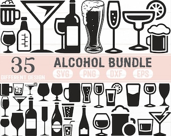 Glass SVG / glass silhouetted / wine glass cricut / whiskey svg / martini svg / beer silhouetted / champagne svg / winery svg / wine bottle