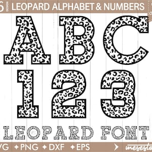 Leopard Print athletic alphabet and numbers for Silhouette, Leopard Print Svg, Cricut cut files, Monogram Print Numbers, Letters Svg