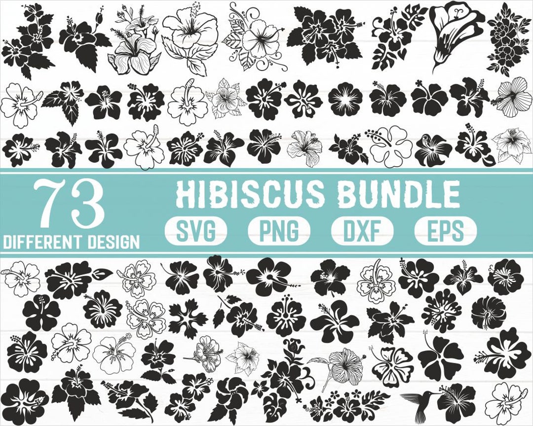 HIBISCUS SVG / Bundle SVG / Hawaii Flower / Silhouette, Stencil, Flower ...
