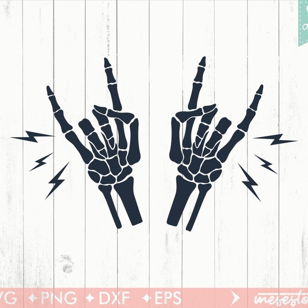 Skeleton Rock Hands Svg, Rock and Roll Svg, Skeleton Hand Svg, Rock n Roll, Hand Sign Silhouette, Bones Of Human Svg, Rock Hand Svg,