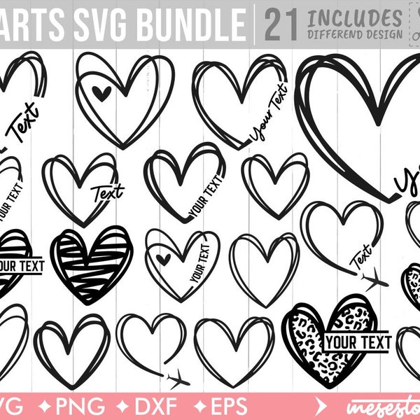 Doodle Herz SVG Bundle, Herz SVG Bundle, 50% Rabatt bei Bestellung von 3, handgezeichnetes Herz svg, offenes Herz svg, svg Dxf Eps Png-Dateien,