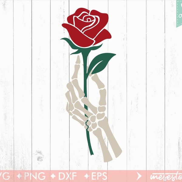 Skeleton Hand Rose Svg, Hands Death Svg, Skull Rose Svg, Flower Tattoo Svg, Skull Svg, Skeleton Holding Rose Svg, Skeleton Rose Clipart