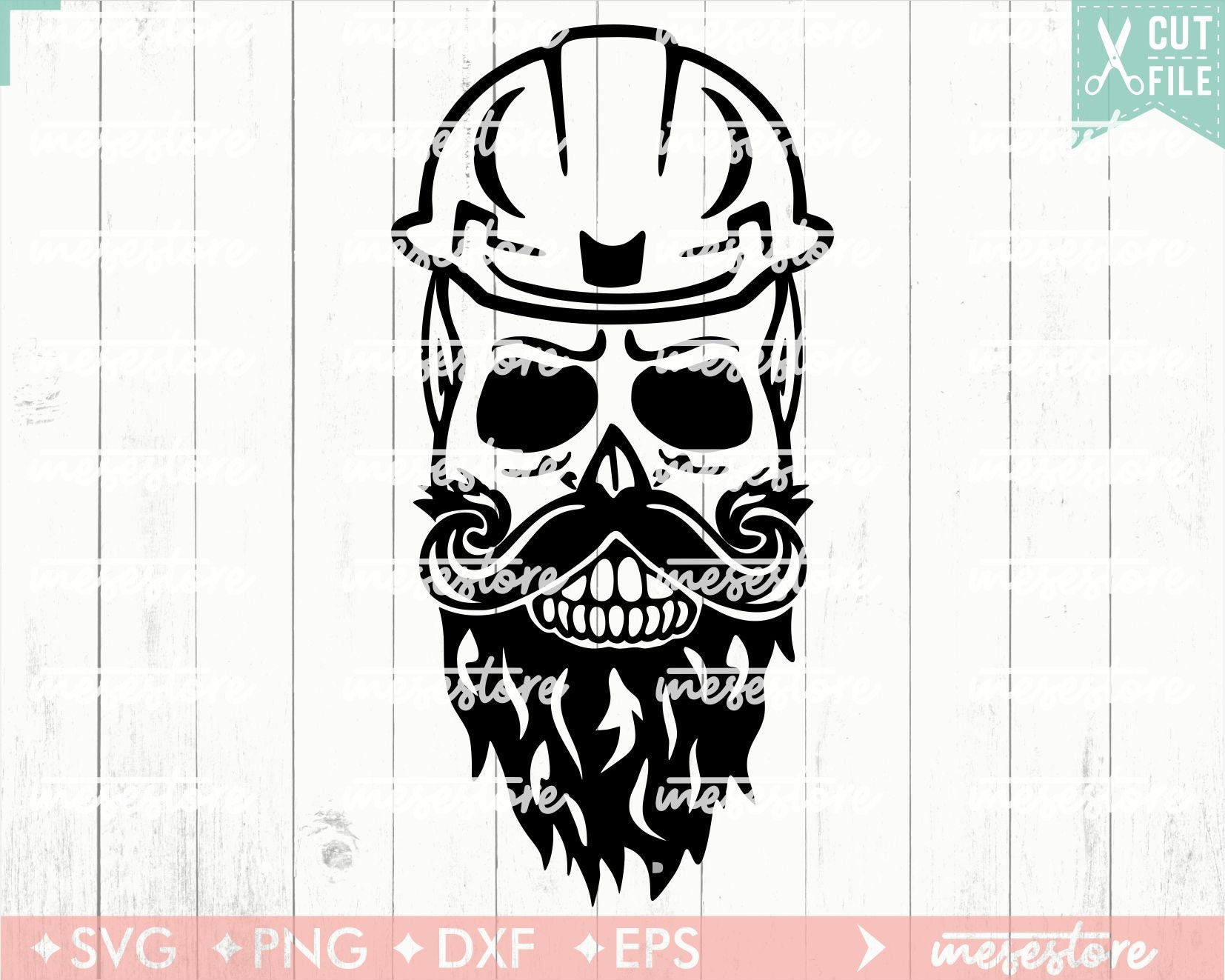 Bearded Skull With Hard Hat SVG File Svg Dxf Eps Png Files - Etsy Israel