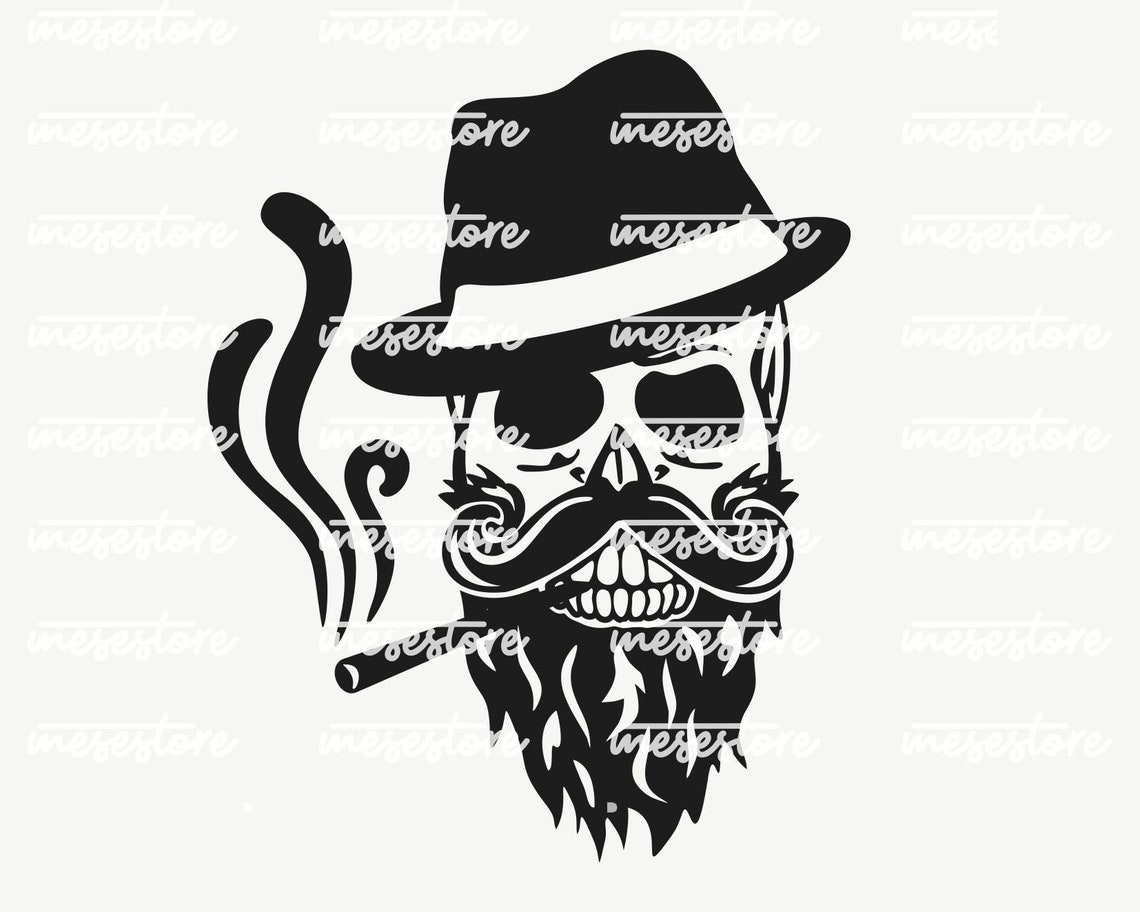 Smoking Skull Svg File Cigaret Svg Svg Dxf Eps Png Files for Etsy