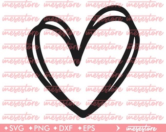 Doodle Heart SVG, Heart Svg, Svg Dxf Eps Png Files for Cutting Machines Cameo Cricut, Hand Drawn Heart svg, Open Heart Svg, Heart Svg