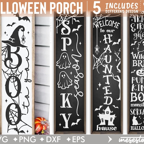 Halloween Porch Sign SVG Bundle, Halloween Porch Signs svg, Halloween tall door sign svg,Halloween welcome sign svg,Spooky svg, skeleton svg