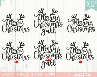 Merry Christmas SVG File, svg dxf eps png Files for Cutting Machines Cameo Cricut, Rustic Christmas SVG, Antlers SVG File, Reindeer Svg File