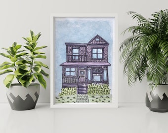 Watercolor House Portrait, Custom Watercolor House Painting, Watercolor Illustration, Hand Painted House Portrait, Custom Home Illustration