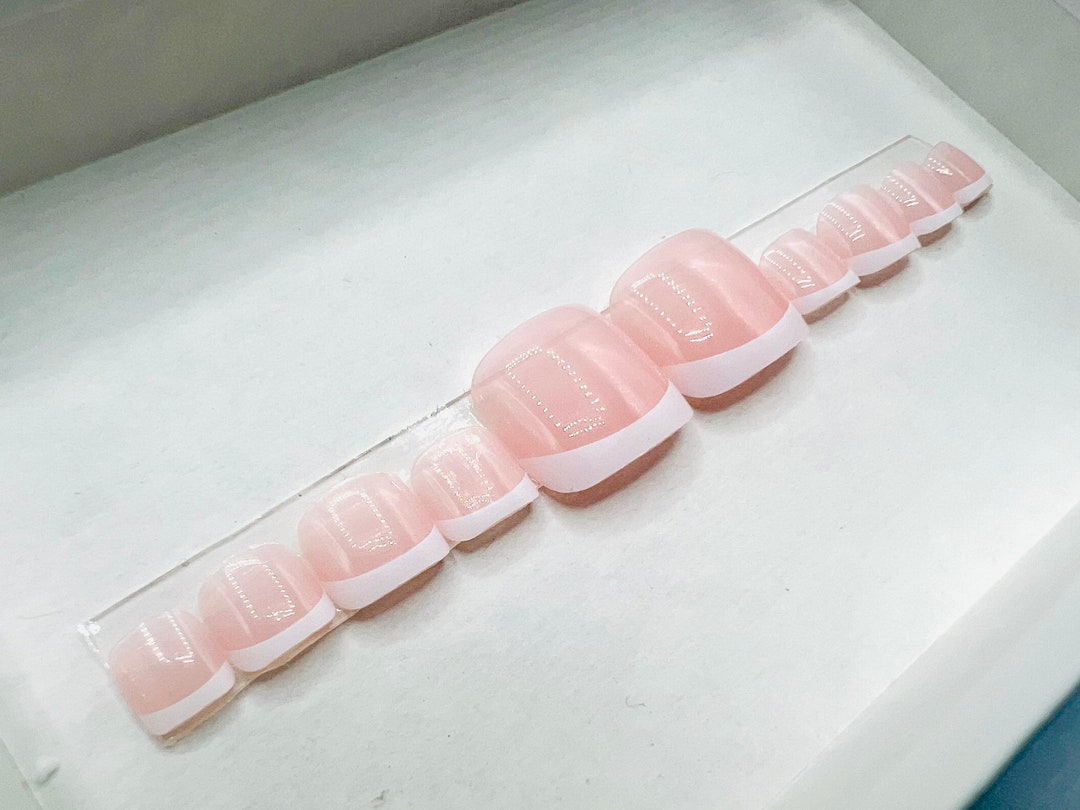 French Tip Toe Nails Press on Toe Nails No Sizing Kit Needed Ships