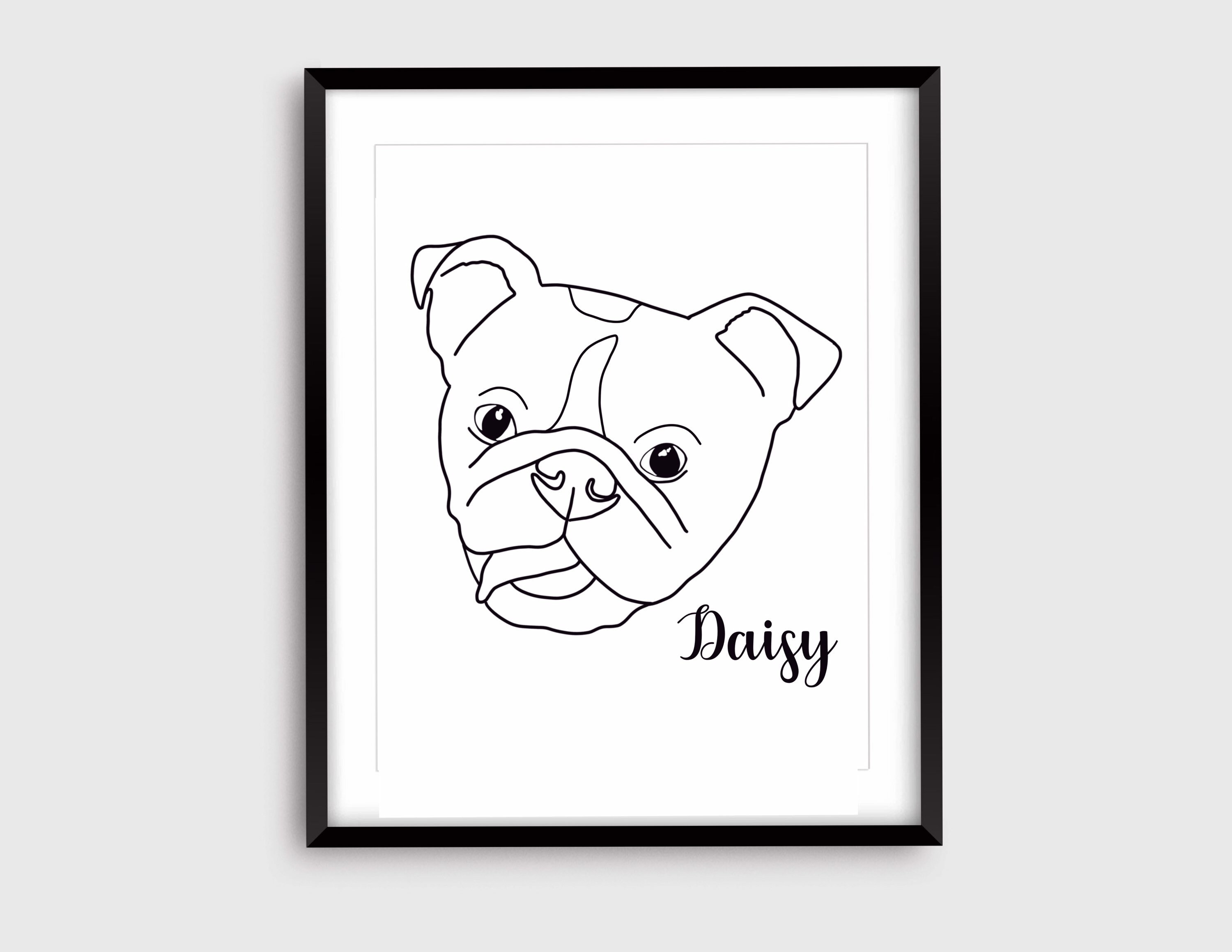 Hund Umriss Zeichnung digitaler Download Hund Gesicht Etsy