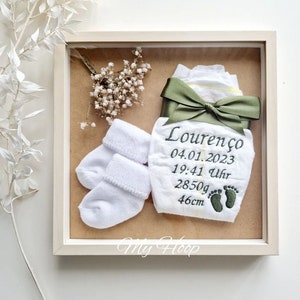 Bestickte Windel • Babywindel • Personalisiert • Geschenkidee • Gift • Newborn • Neugeborenengeschenk • Windelrahmen • Geburtstafel • bohoo
