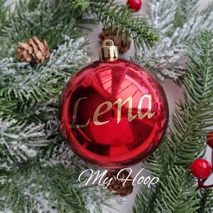 Christmas ball 4x - personalized - Christmas tree ball - gift idea - 8 cm red - Christmas present - Christmas tree ball - Christmas
