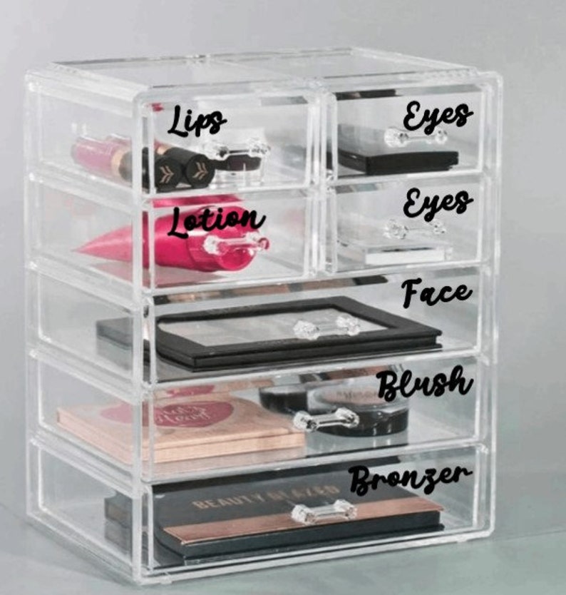 Makeup Drawer Labels Makeup Bin Labels Decals to Organize Etsy