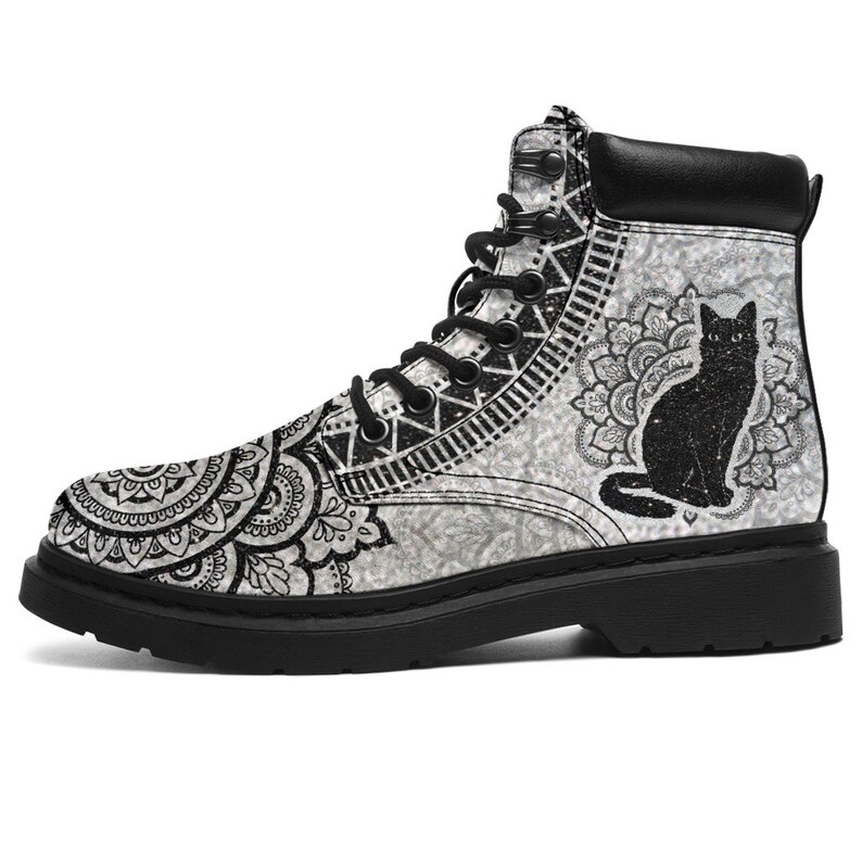 Limited Edition Black Cat All Season Boots Skull Boots Flower Etsy