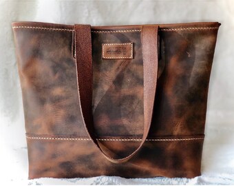 Bolso de hombro de cuero genuino hecho a mano