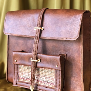 Vegan leather, handmade backpack
