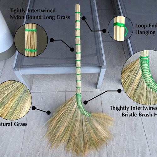 Handmade Asian Broom Natural Oriental Thai Grass Broomstick Etsy
