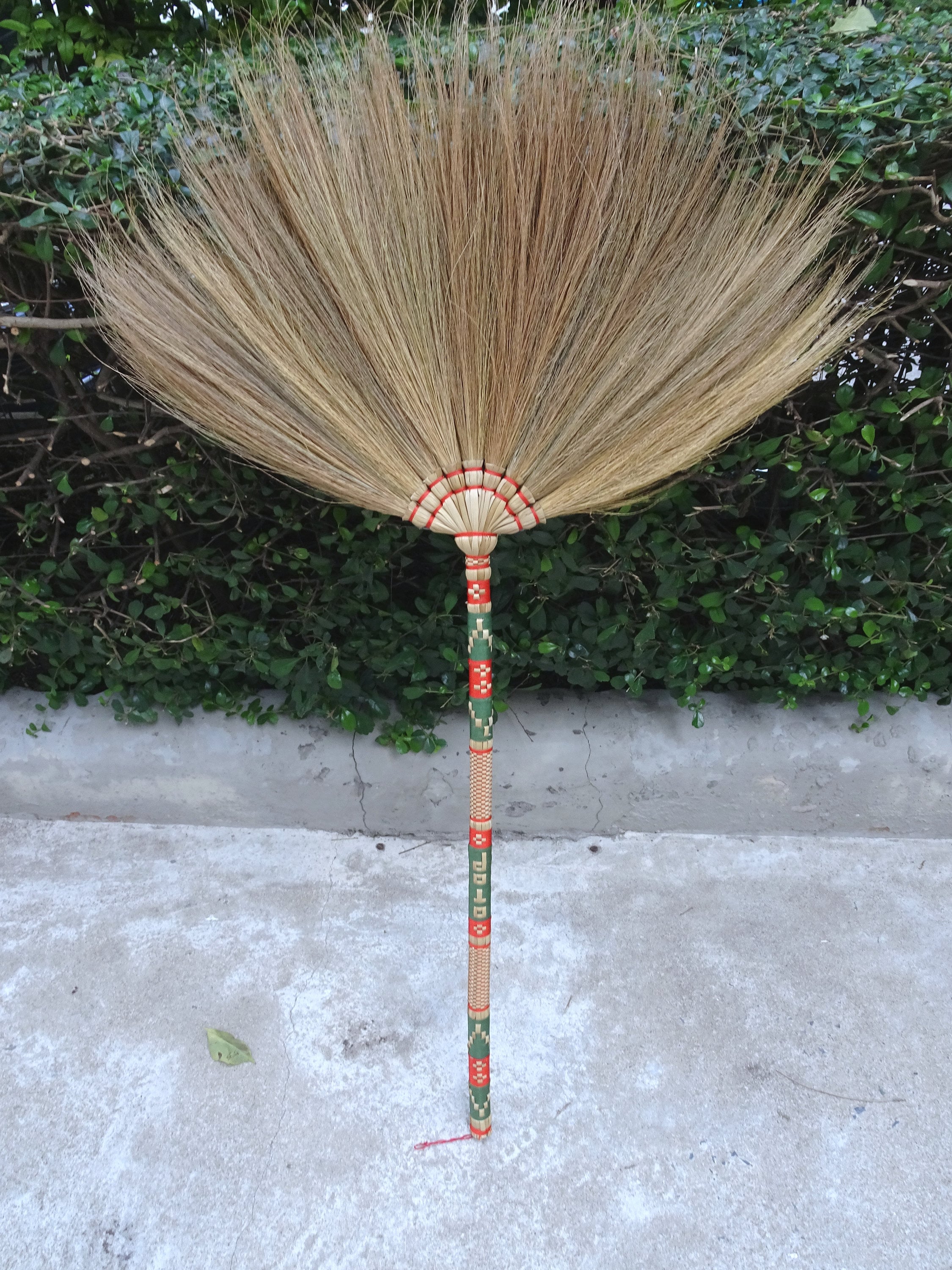 Handmade Thai Asian Broom Natural Wood Broomstick for Sweeping Oriental
