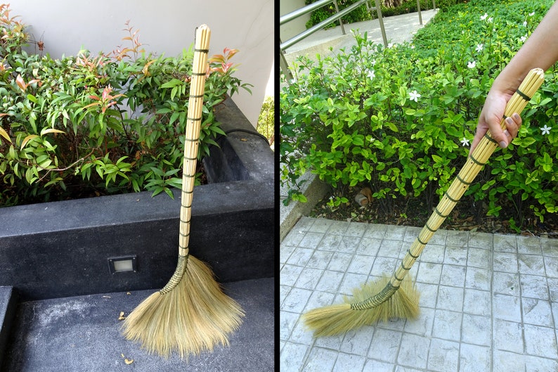 Handmade Asian Broom Natural Oriental Thai Grass Broomstick Etsy