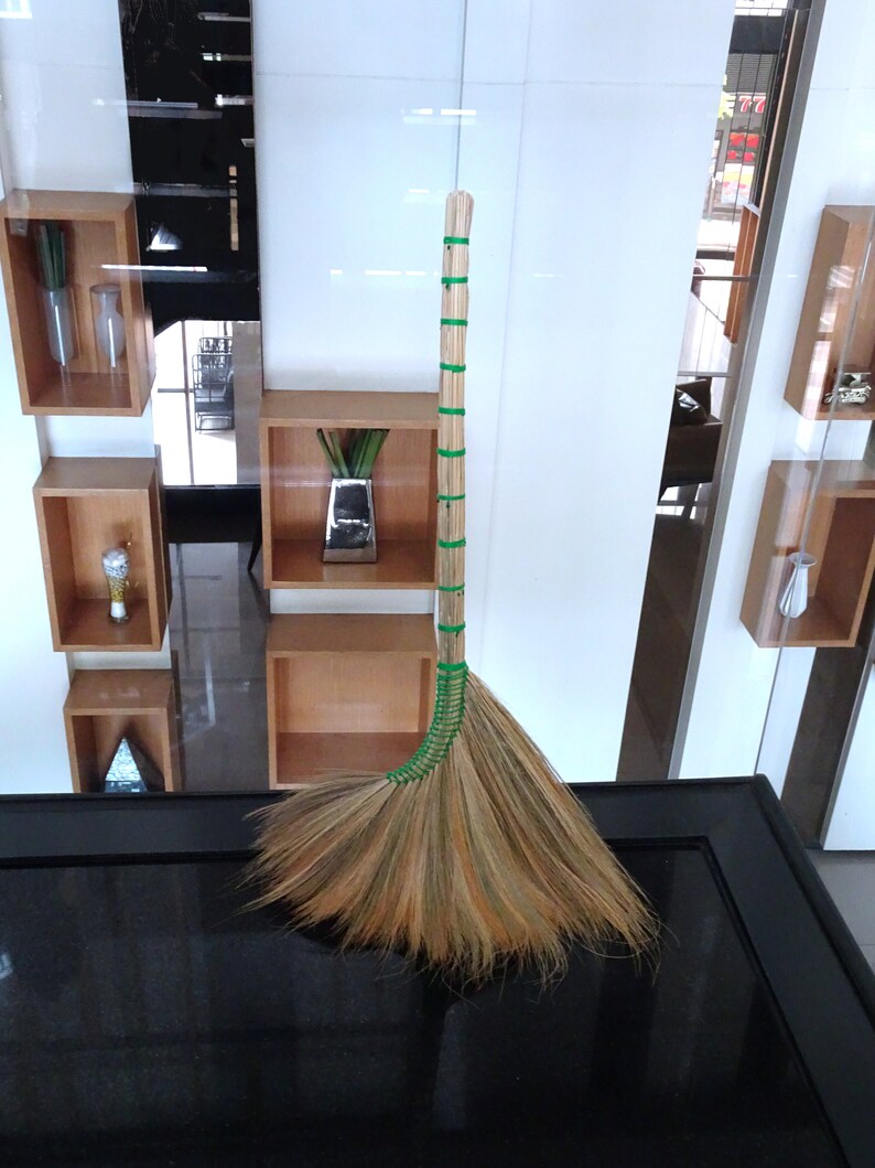 Handmade Asian Broom Thick Natural Thai Grass Broom for Sweeping