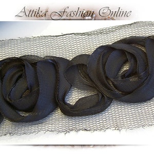 Allure de Bute ⋆ Black Designer Floral Mesh Trim – WIDE 5cm, Per Yard – boutique designer fabrics