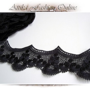 Belleza negro ⋆ ribete sedoso bordado vieira - corte a medida – AMPLIO 6cm – traje atemporal vestido cojines de vestir bordes decorativos