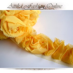 Peach CHIFFON Mesh Frayed LACE TRIM –45mm Wide – Per Yard – costume theatrical floral decoration hats purses bags scrapbooking