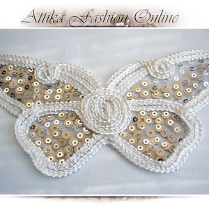 Deslumbrante mariposa lentejuelas bordados recortar – MUY AMPLIO 9cm – Por Applique – fiesta de disfraces de boda vestido de cóctel artes artesanales
