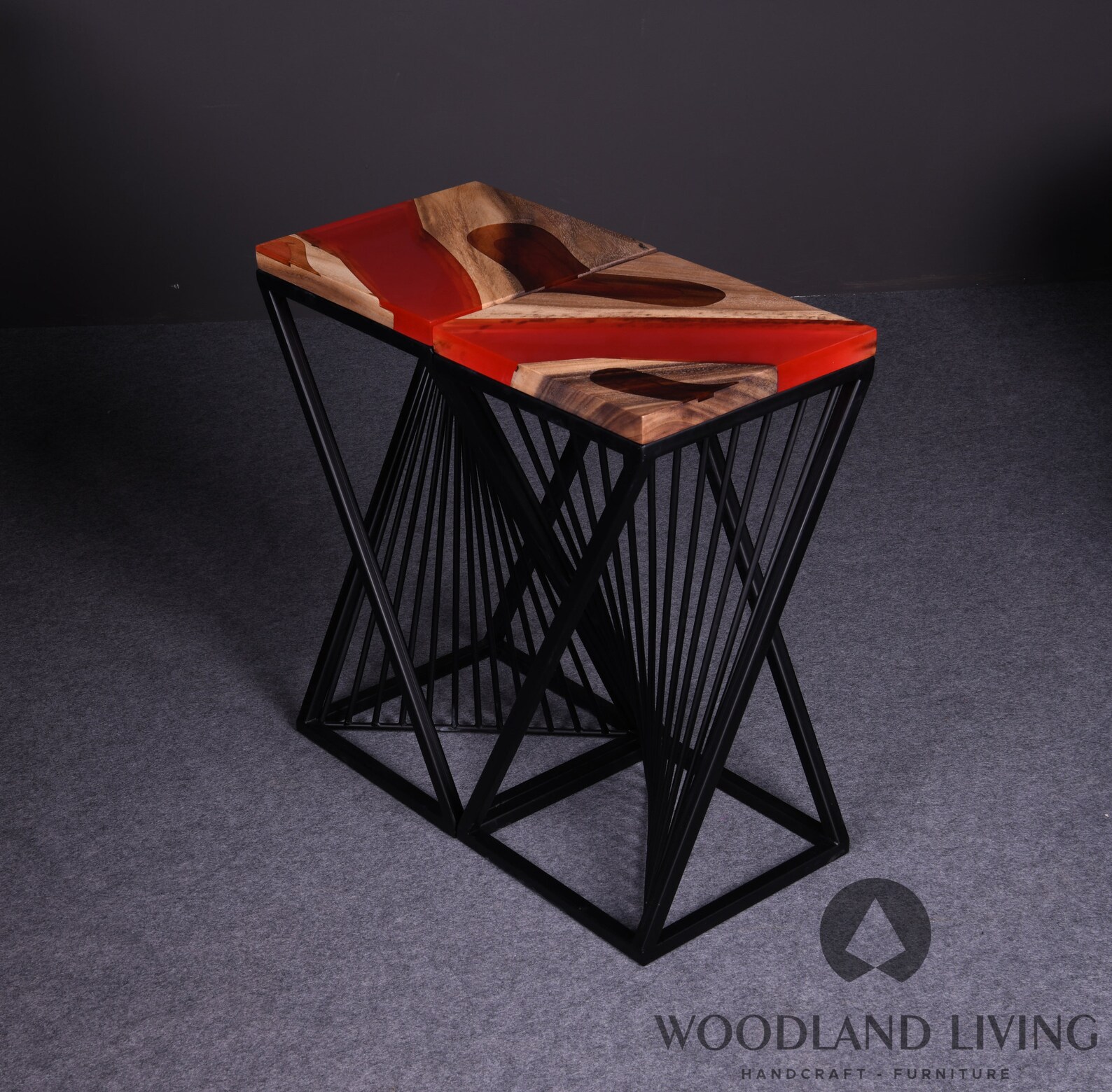 Live Edge Side Table/bar Stool Epoxy Resin Acacia Etsy