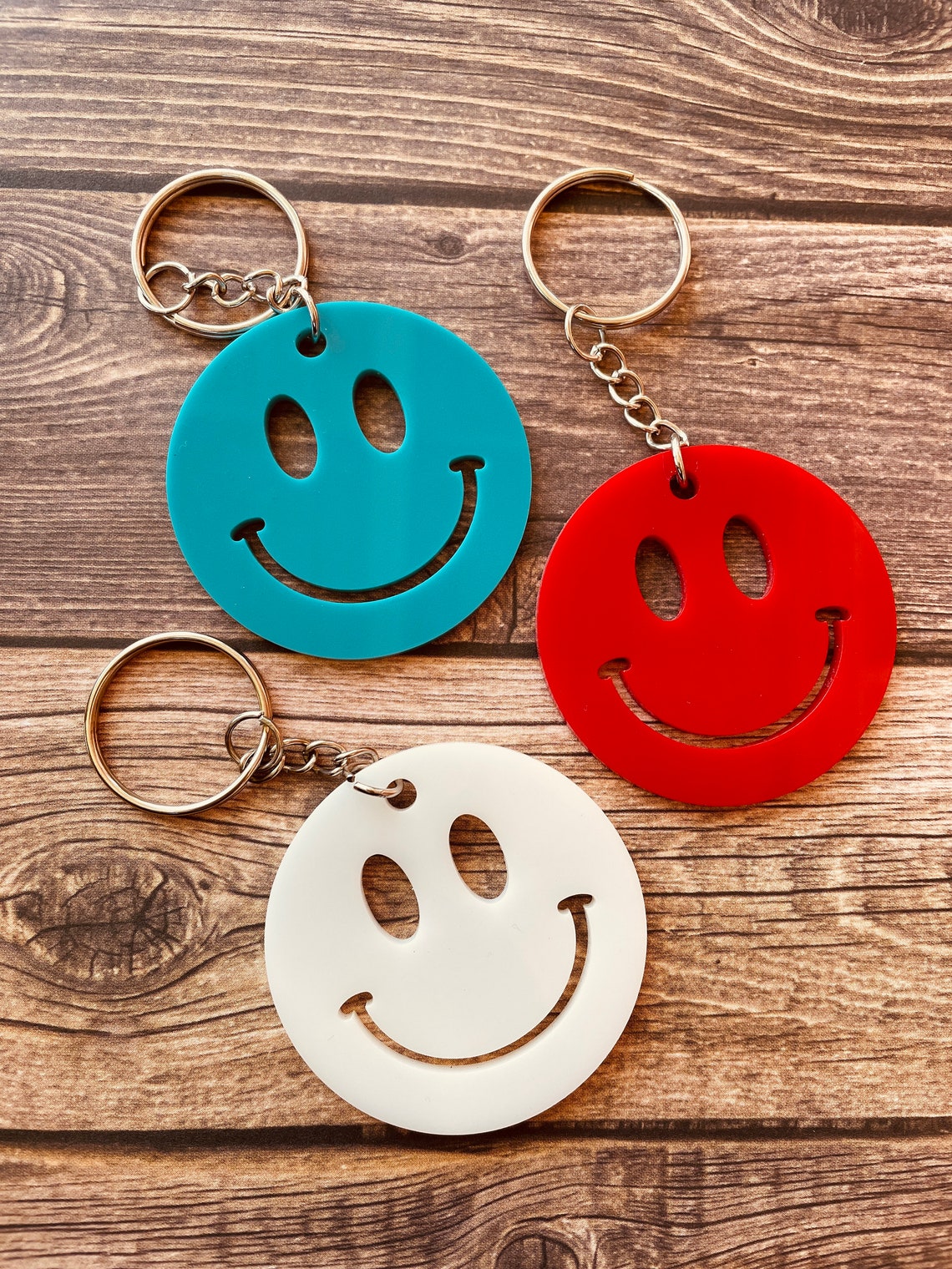 Smiley Face Keychains Acrylic Keychain Party Favor Happy Etsy