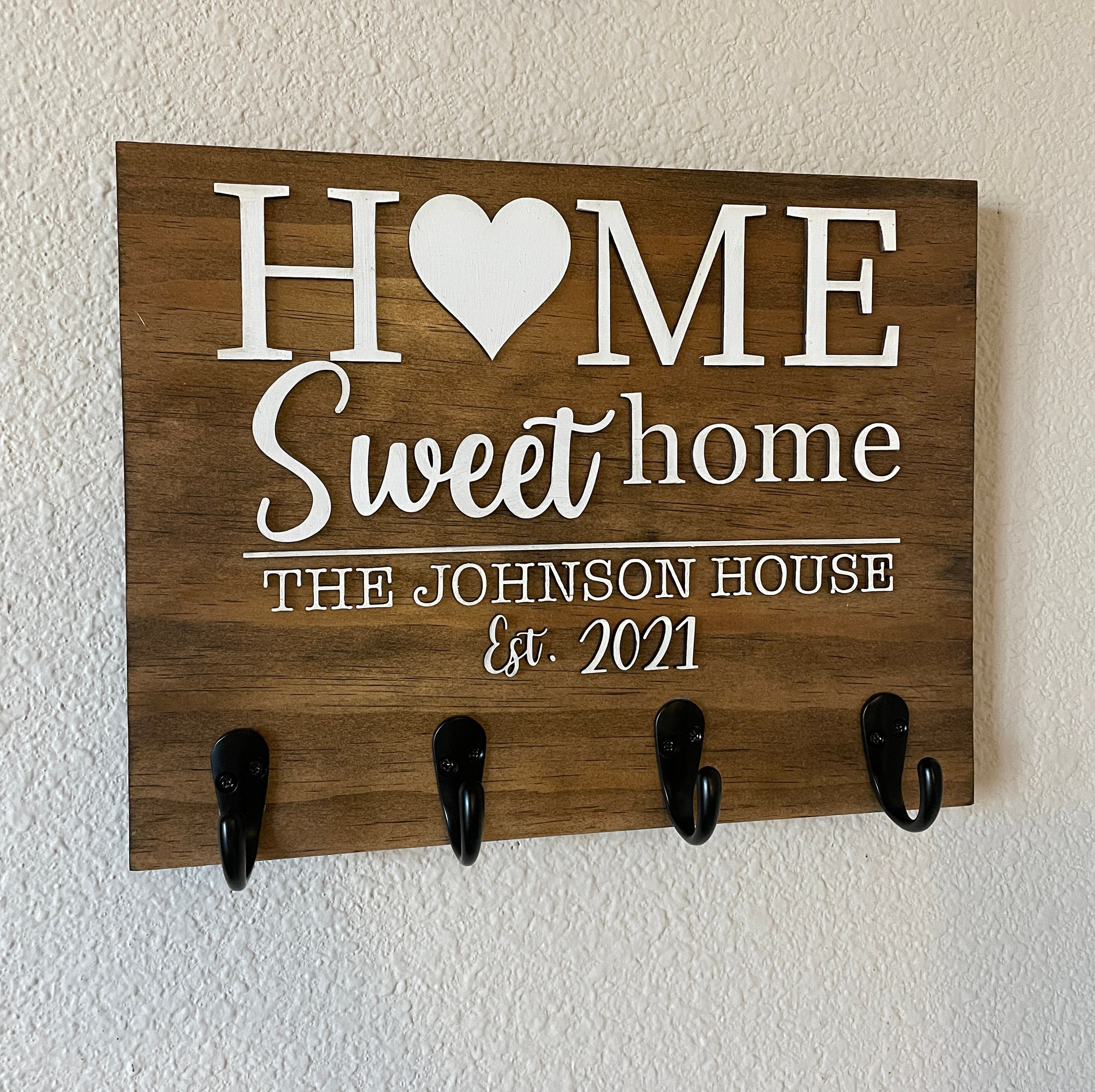 3D Key Hanger Stained Sign Key Holder Key Sign Grey Sign Etsy