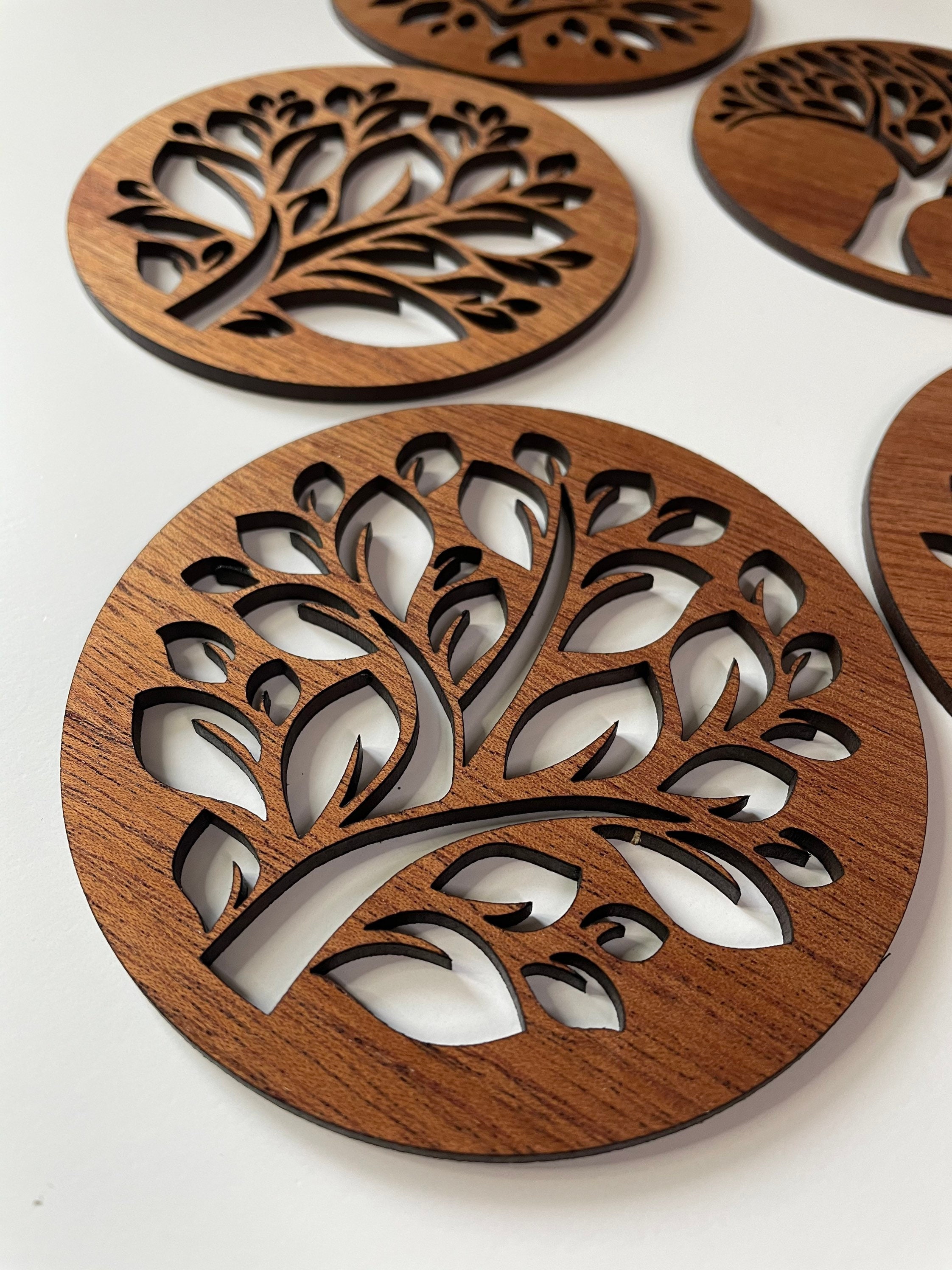 Coasters set of 5 coasters wooden coasters tree coasters Etsy
