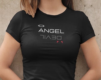 Engelduivelshirt, engelenvleugels, duivelshoorns, halokroon, bad girl club