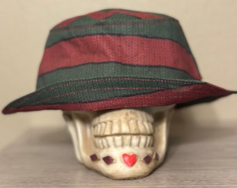 Freddy Krueger Sweater Inspired Bucket Hat, Horror Custom Hat, Slasher movie Handmade Hat